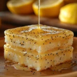 lemon dump cake with poppy seeds before baking