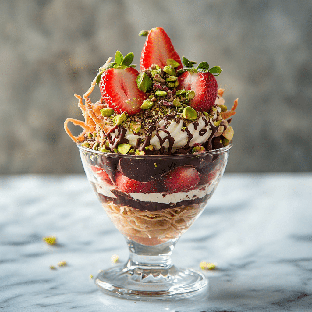 Ingredients for Dubai chocolate strawberries recipe