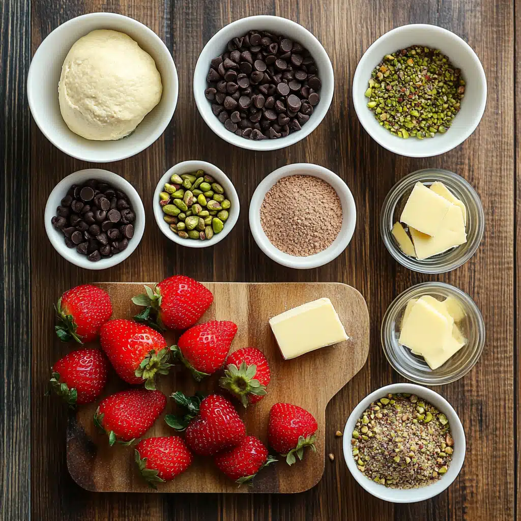 Ingredients for Dubai chocolate strawberries recipe