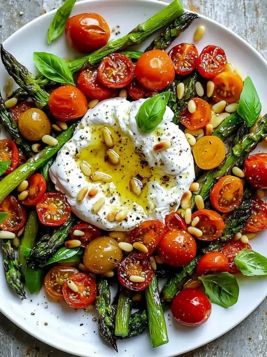 Asparagus Tomato Salad with Burrata Cheese