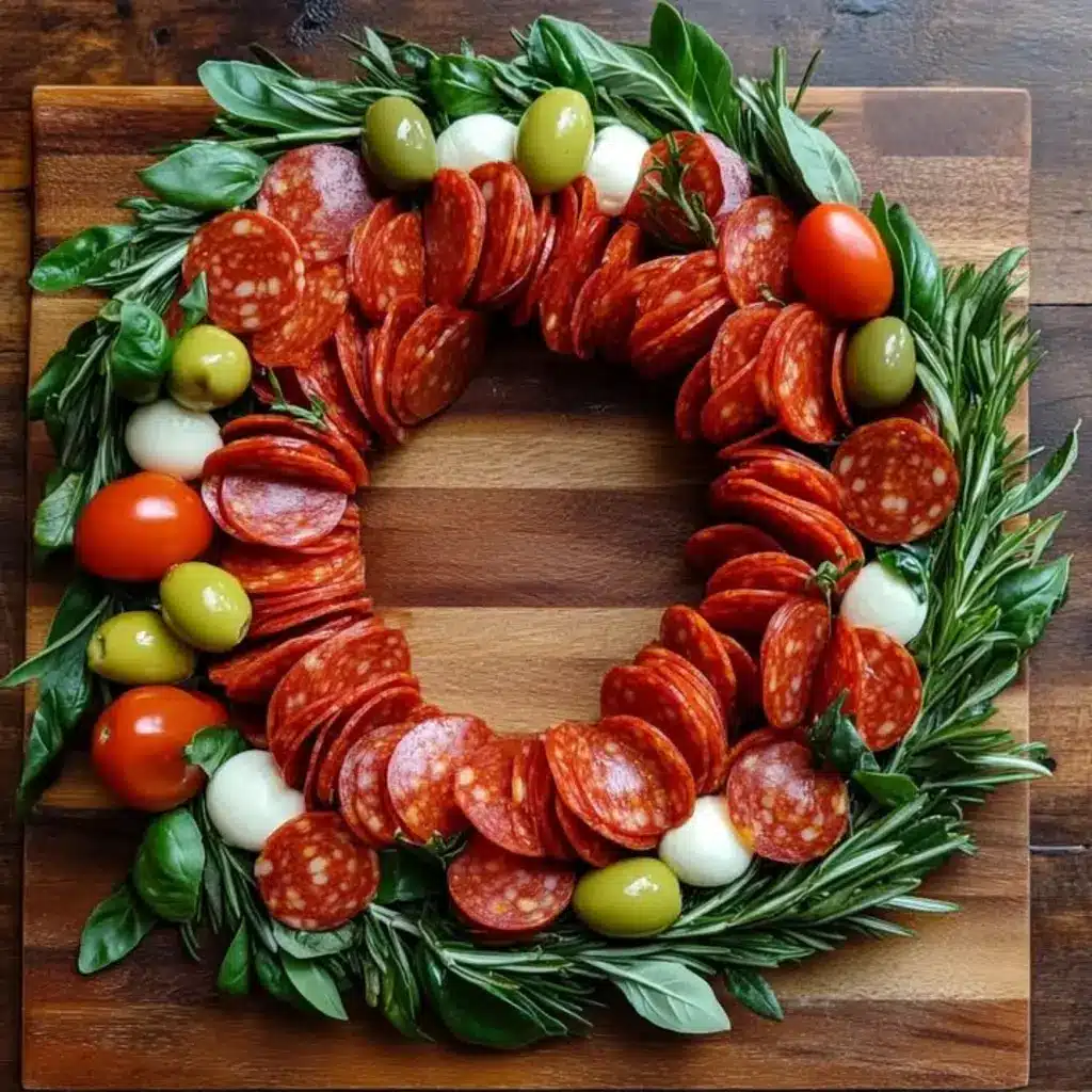 Mini Christmas Pepperoni Wreath Board