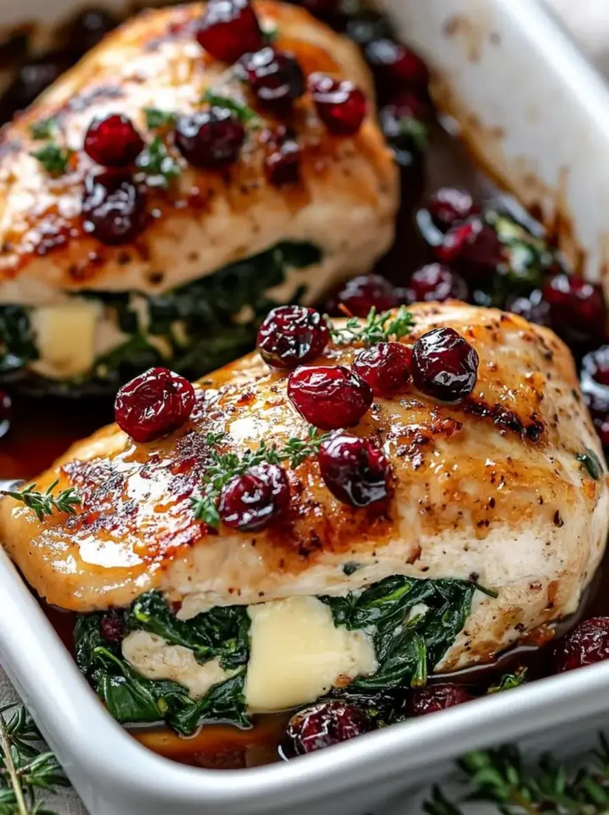 Brie Filled Holiday Chicken with Honey Balsamic Glaze