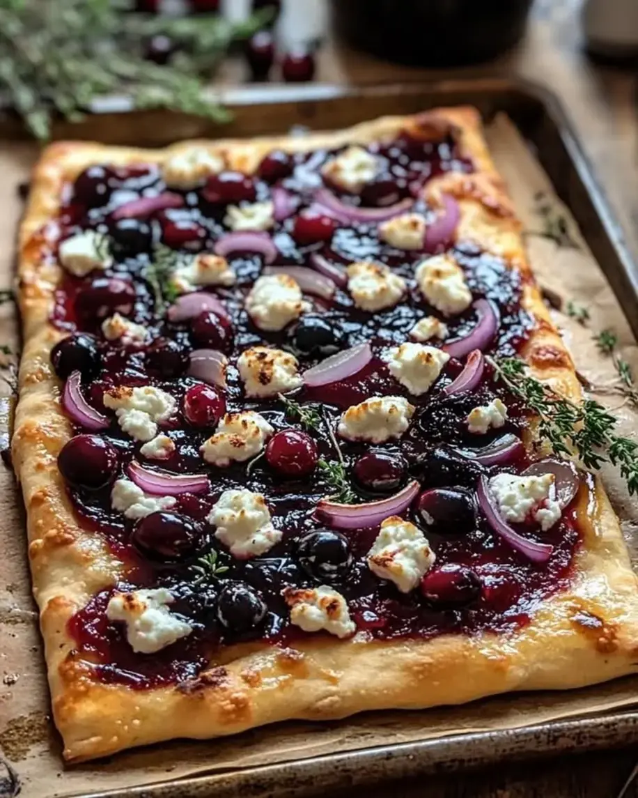 Rustic Cranberry Balsamic Glazed Flatbread with Fresh Herbs