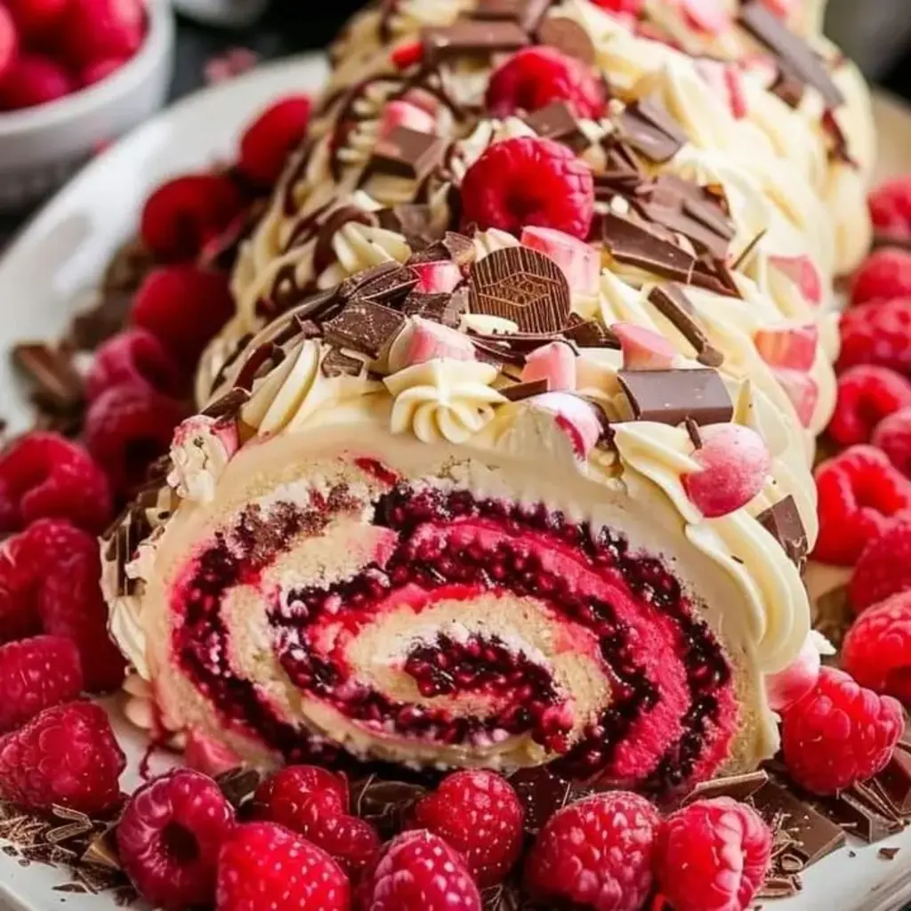 Elegant Raspberry White Chocolate Cake Roll