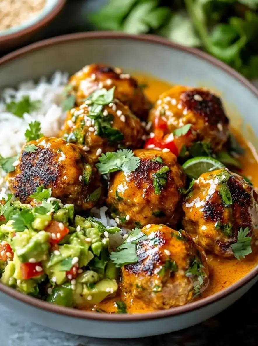 Spicy Thai Curry Meatballs in Coconut Sauce
