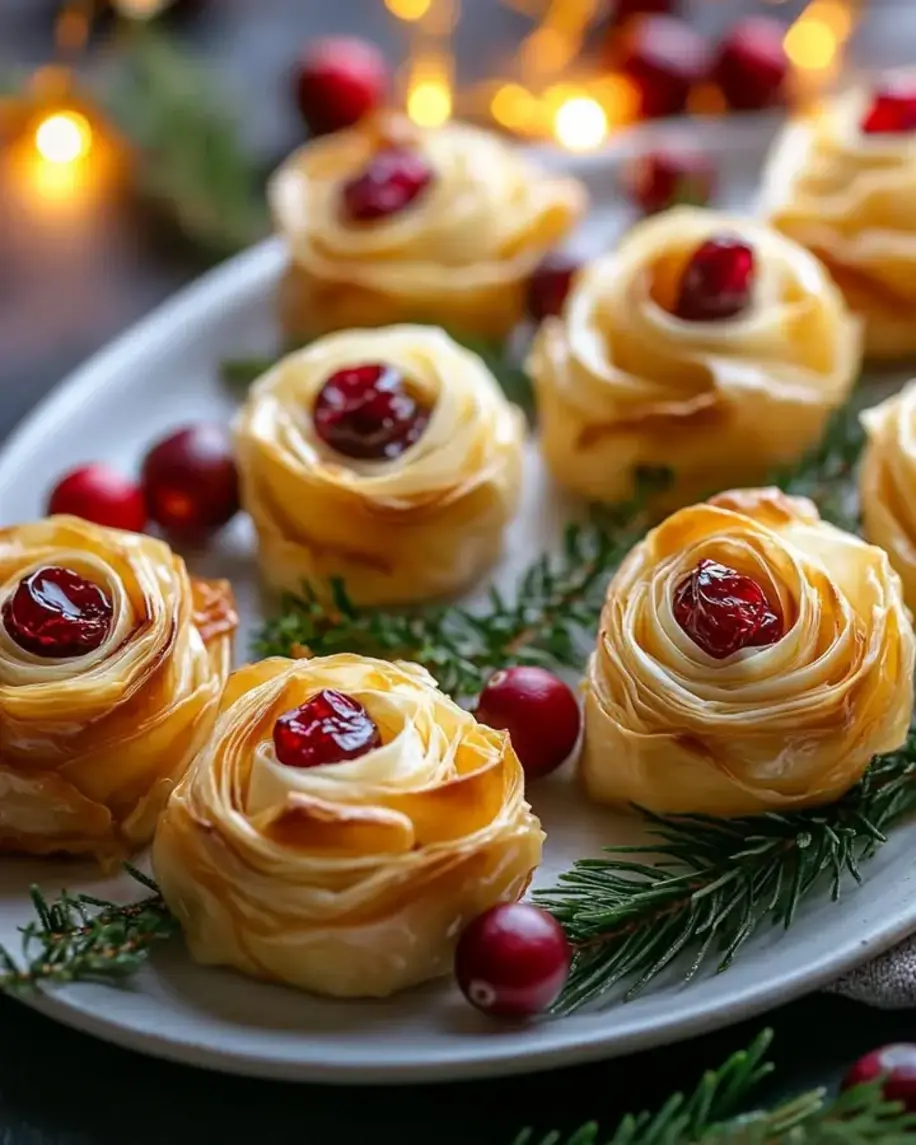 Brie Cranberry Phyllo Roses