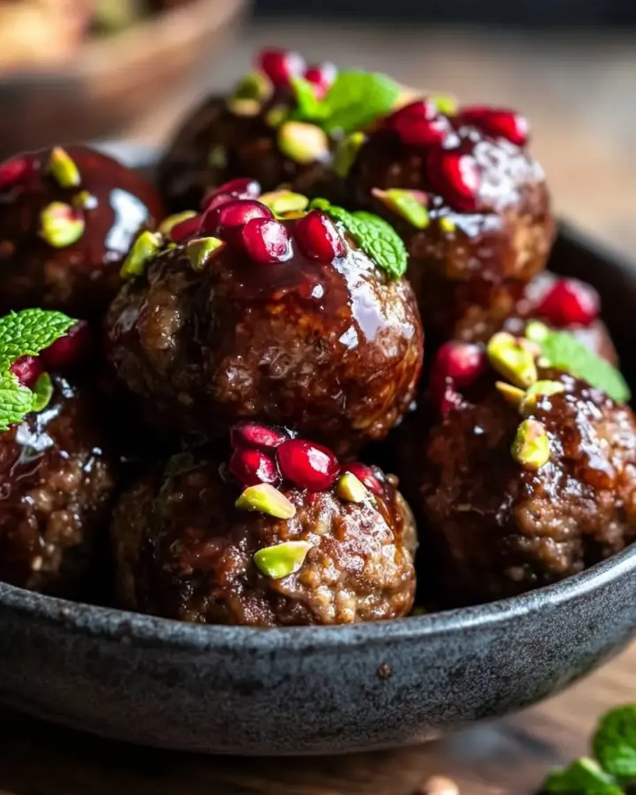 Lamb Pistachio Meatballs with Pomegranate Molasses Glaze