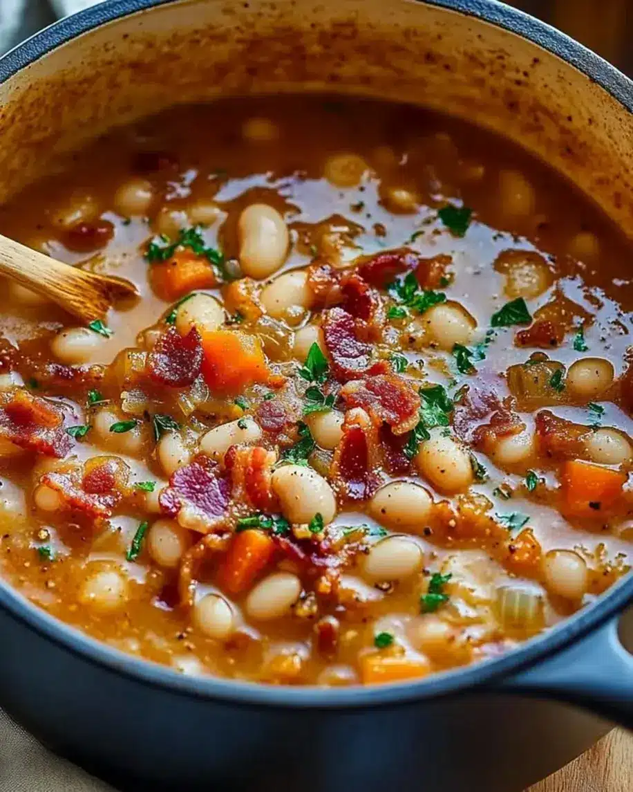 Rustic White Bean and Bacon Soup