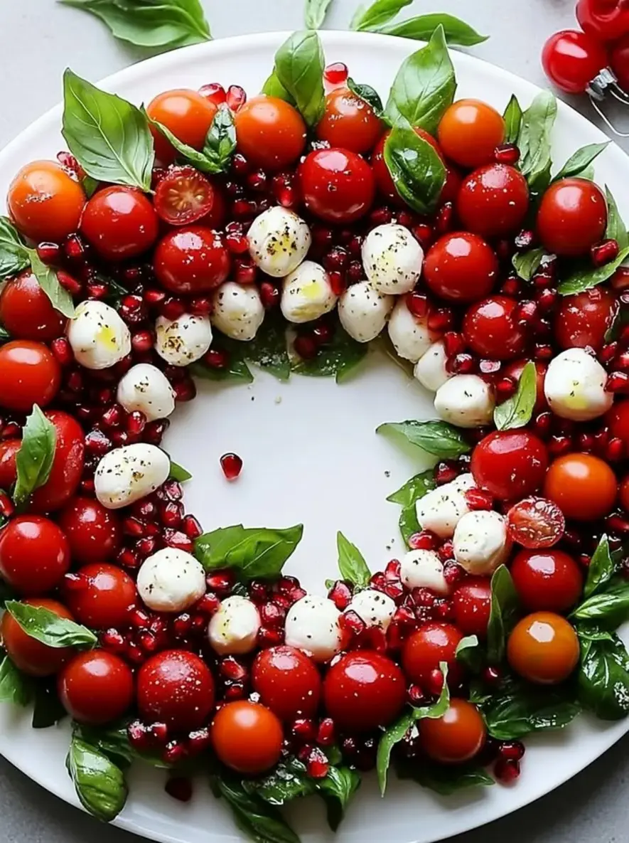 Christmas Caprese Wreath with Pomegranate