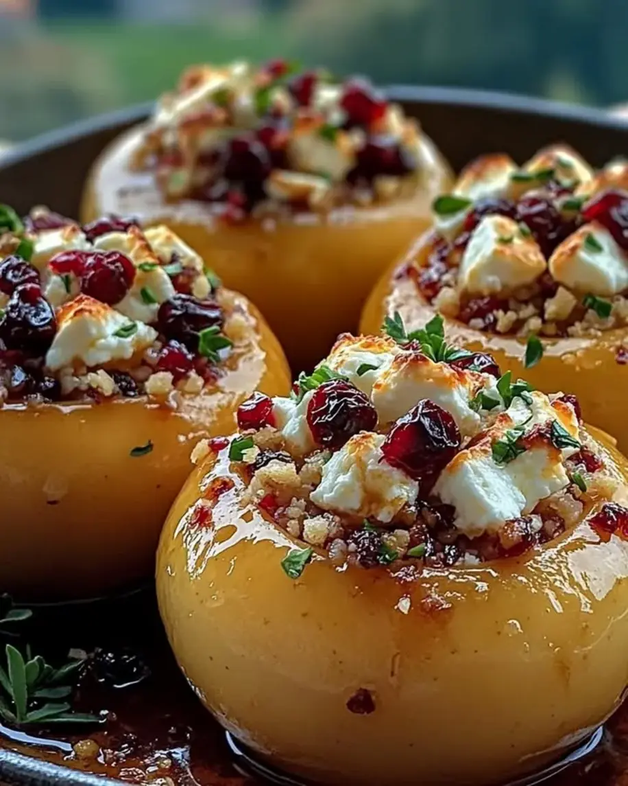 Honey Baked Apples with Feta Cranberries