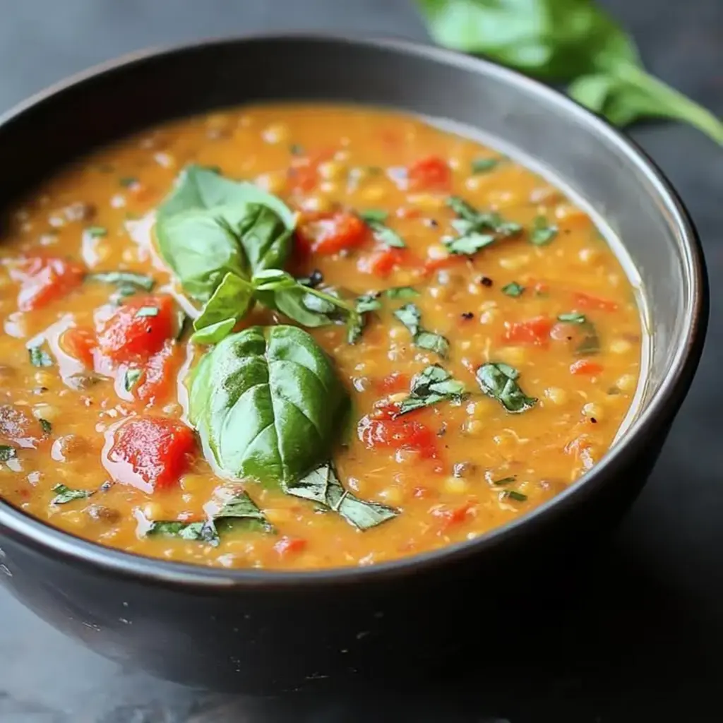 Lentil Coconut Soup with Tomatoes