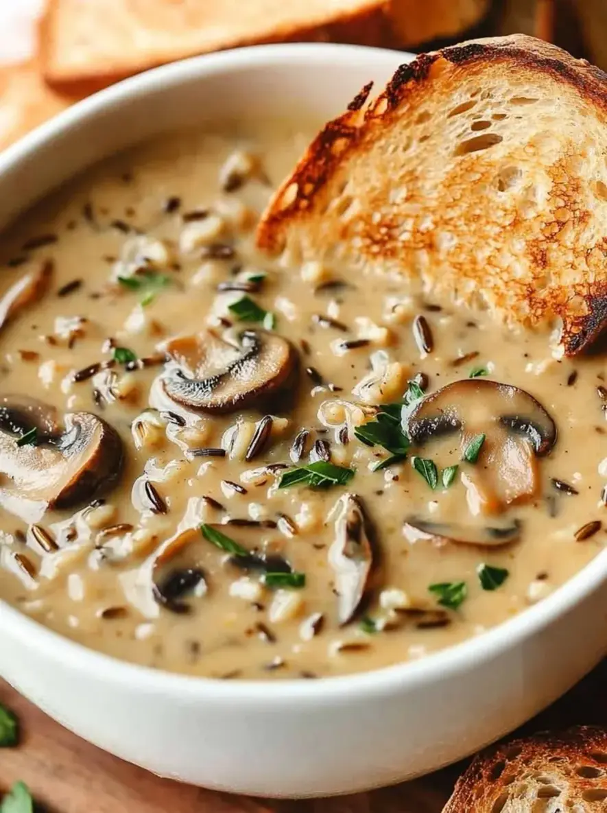 Rich and Velvety Wild Rice and Mushroom Soup with Fresh Herbs