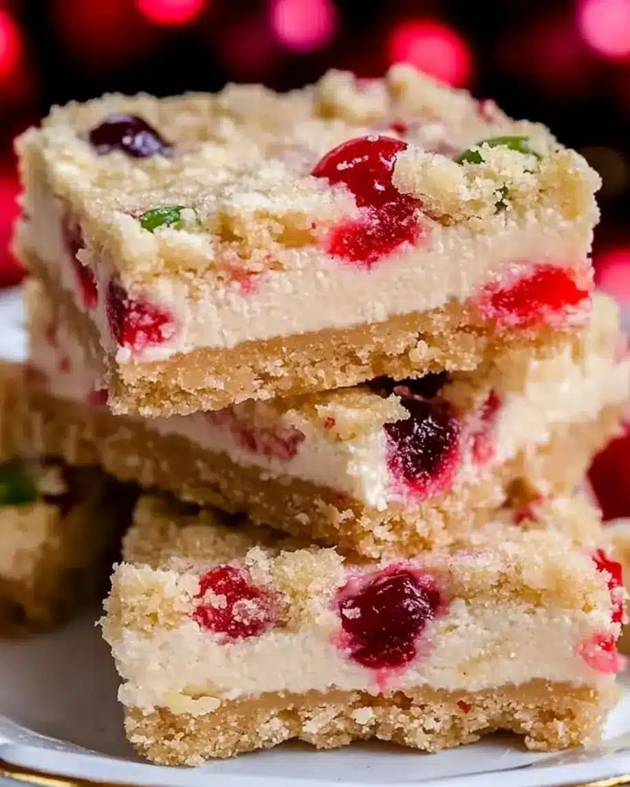 Merry Cherry Christmas Cheesecake Bars