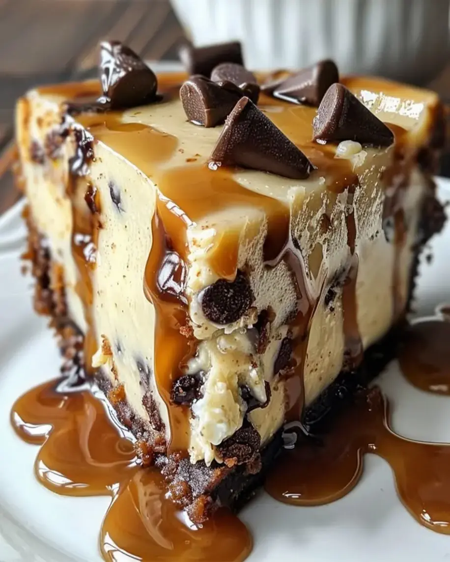 Luscious Caramel Chocolate Chip Cheesecake