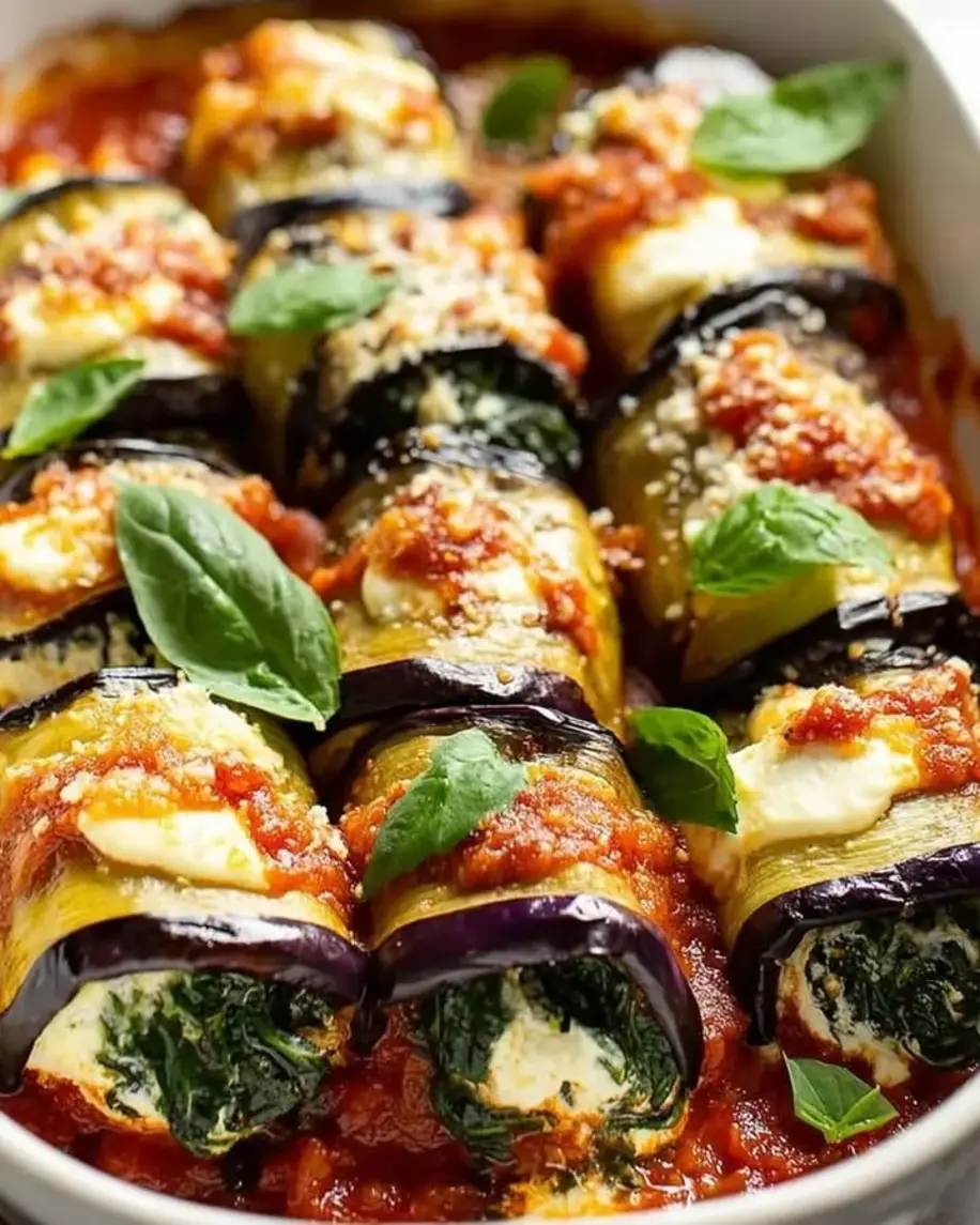 Eggplant Roll Ups with Creamy Ricotta and Spinach