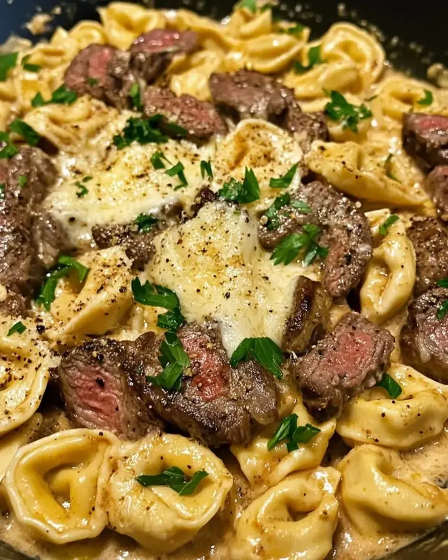 Cheesesteak Tortellini in Rich Provolone Sauce