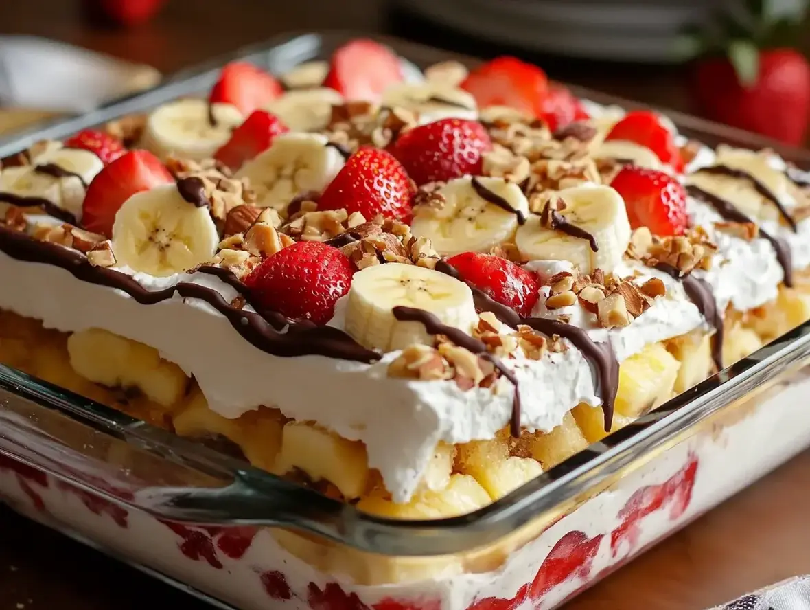 Delicious No Bake Banana Split Cake Recipe