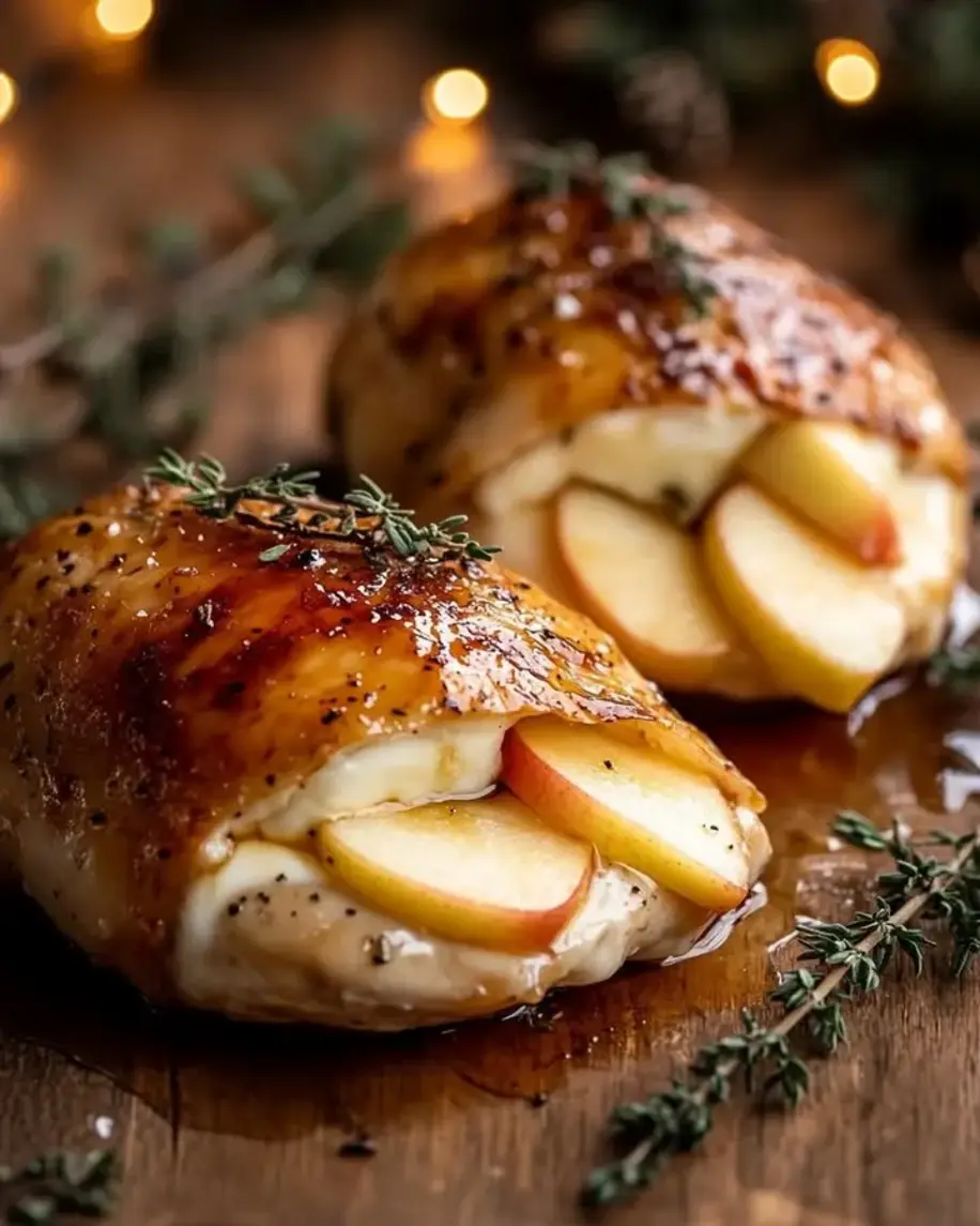 Maple Mustard Glazed Chicken Breast Stuffed with Brie Apple
