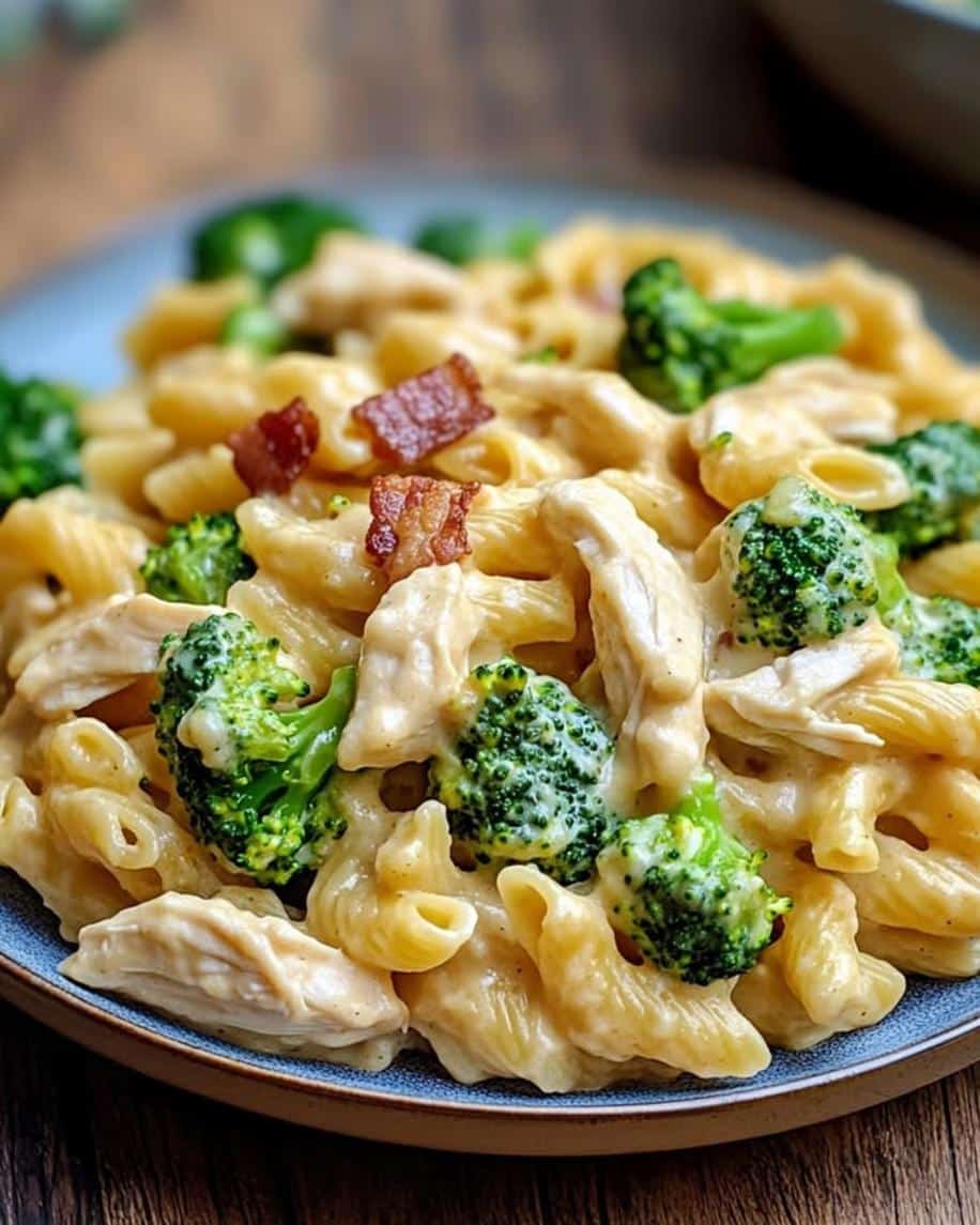 Creamy Chicken Bacon and Broccoli Pasta in One Pot