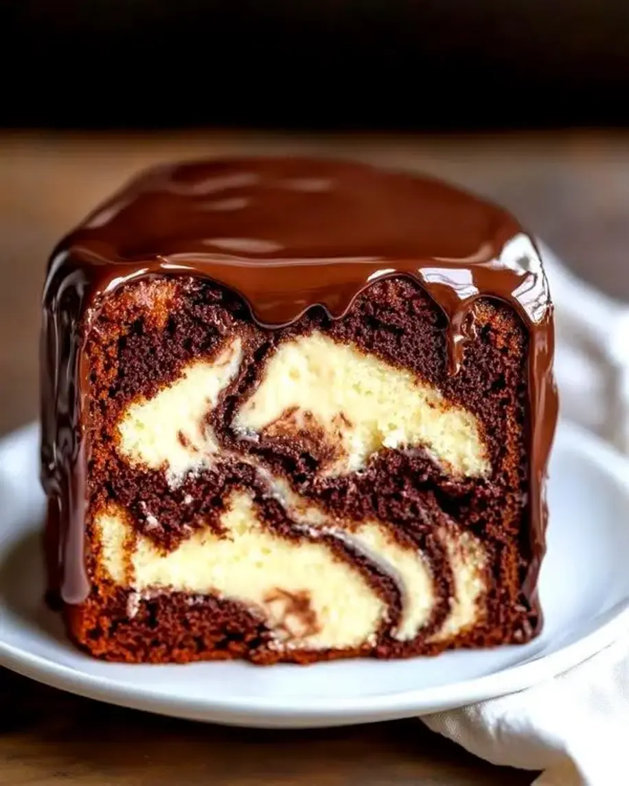 MOIST MARBLE CAKE WITH CHOCOLATE DRIZZLE