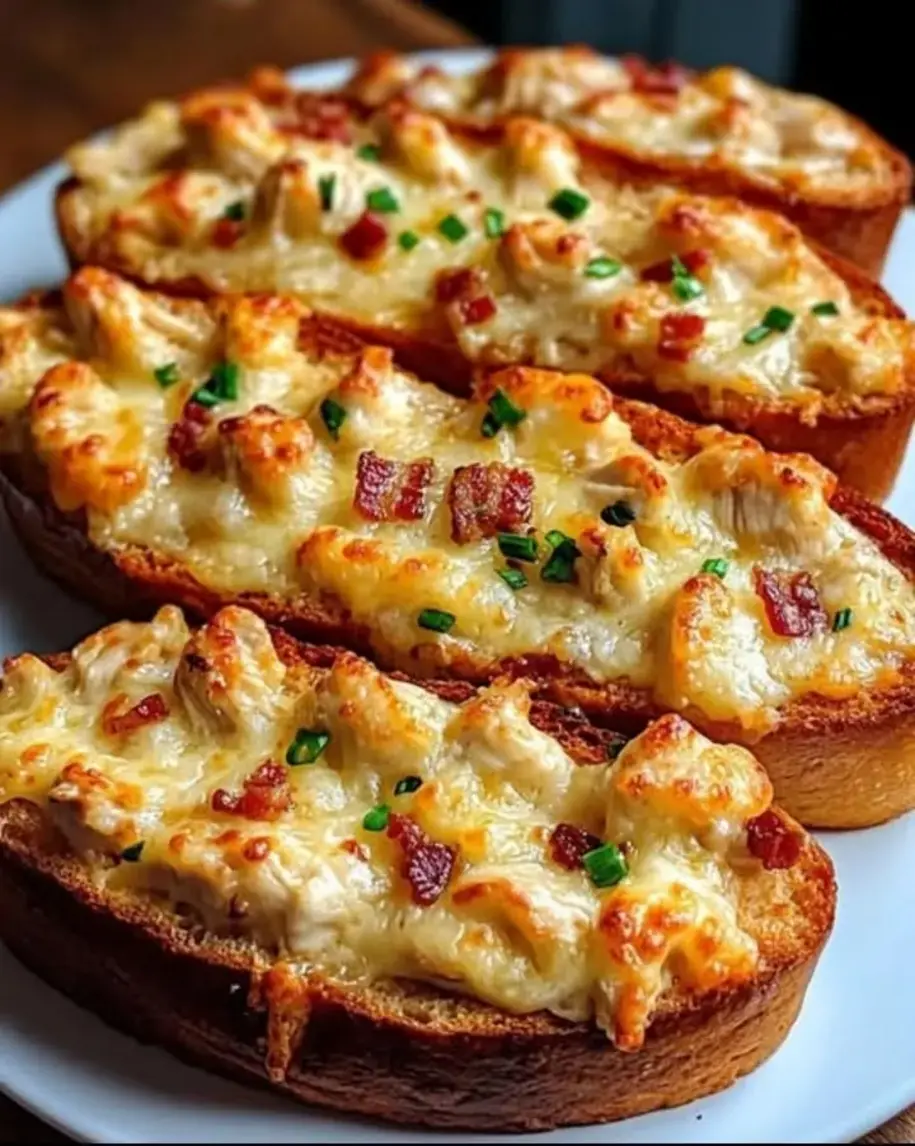 Cheesy Chicken Garlic Bread with Bacon