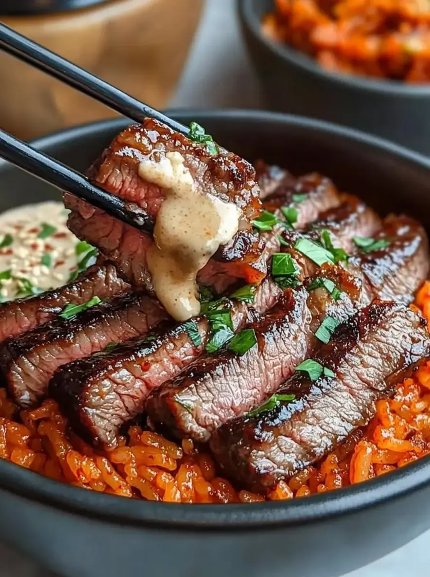 Korean BBQ Steak Bowls with Creamy Sauce