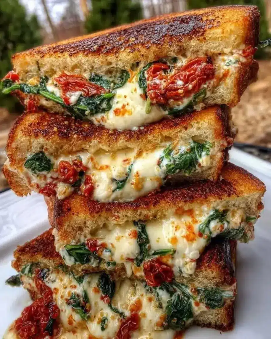 Sun Dried Tomato Spinach and Ricotta Grilled Cheese