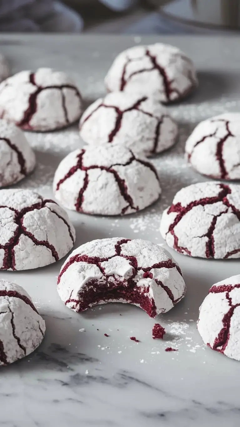 Red Velvet Crinkle Cookies