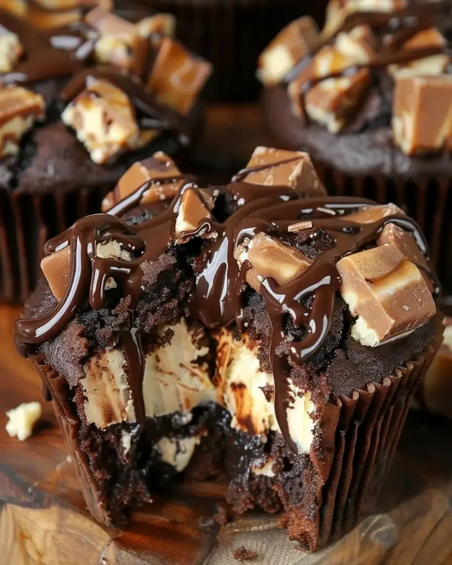 Gooey Snickers Chocolate Muffins