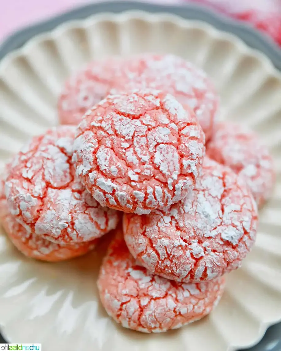 Strawberry Crinkle Cookies