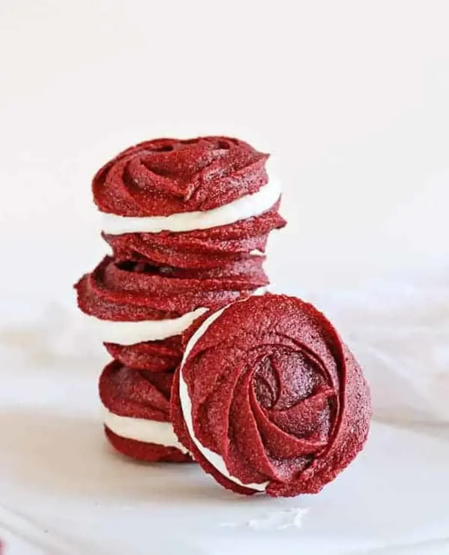 Red Velvet Rose Sandwich Cookies