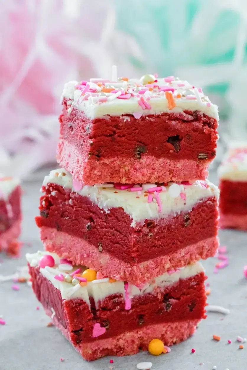 Red Velvet Cookie Dough Bars