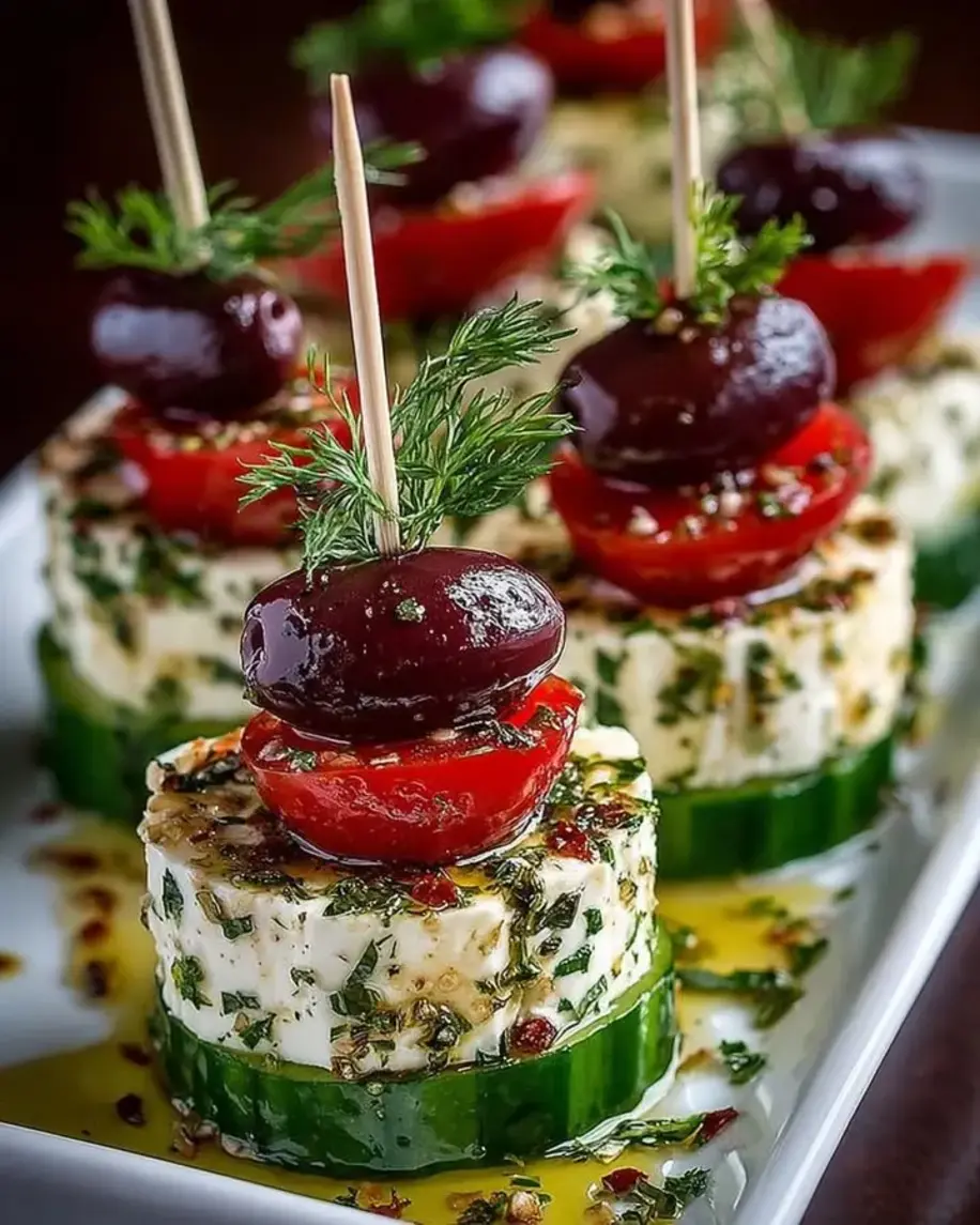 Greek Feta Cucumber Bite Skewers