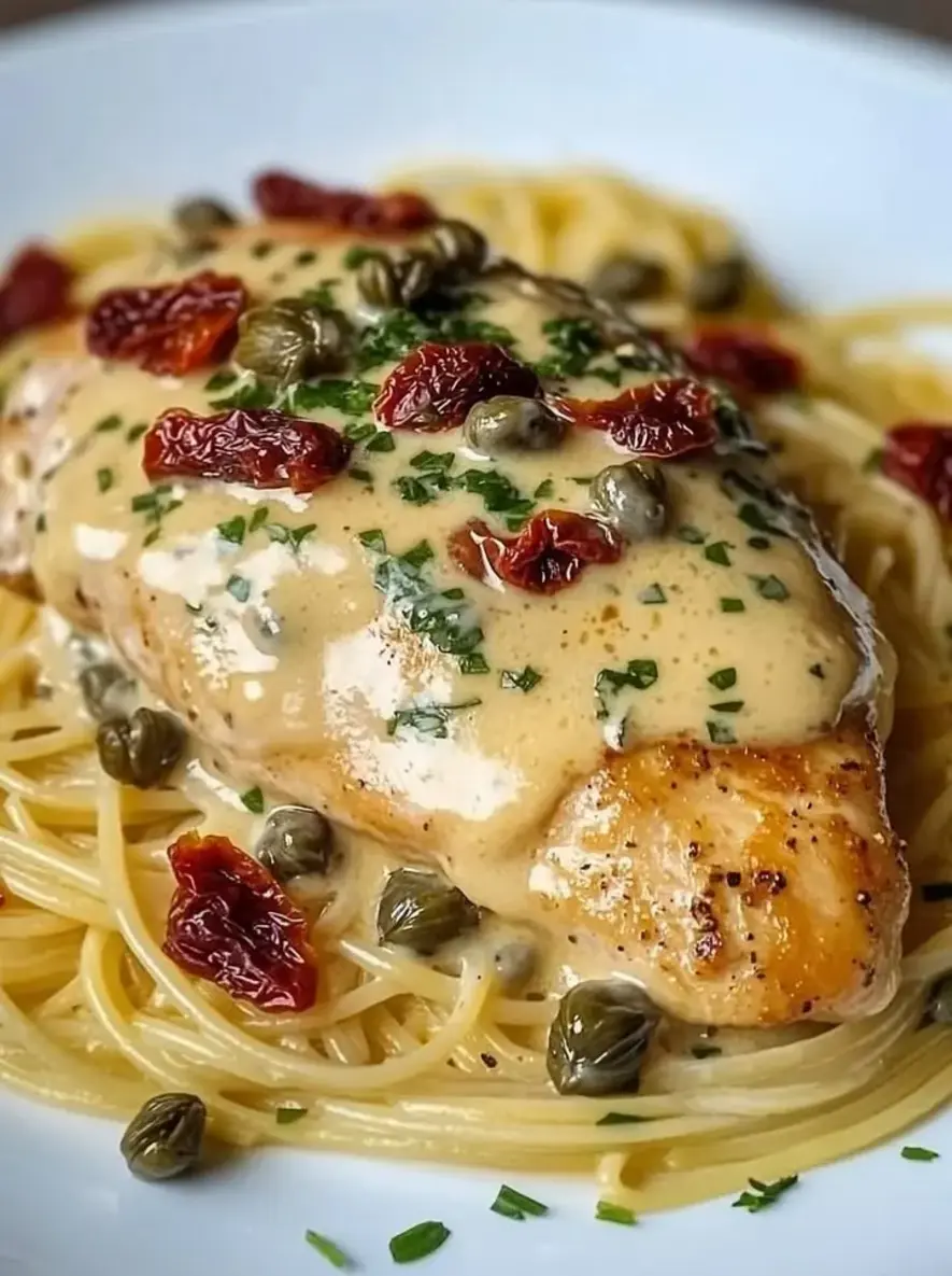 Creamy Chicken Piccata with Angel Hair Pasta