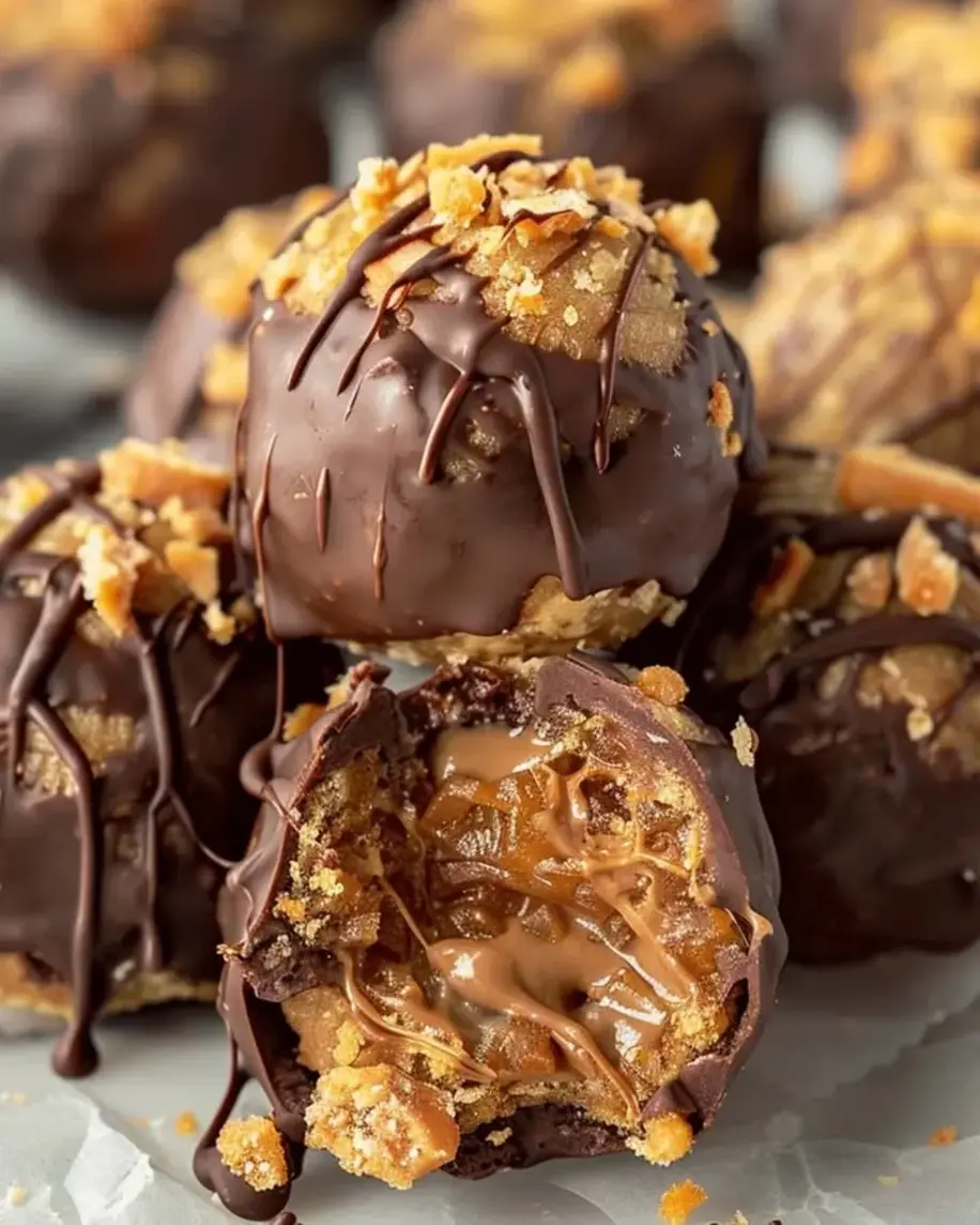 No Bake Caramel Crunch Butterfinger Truffles Recipe