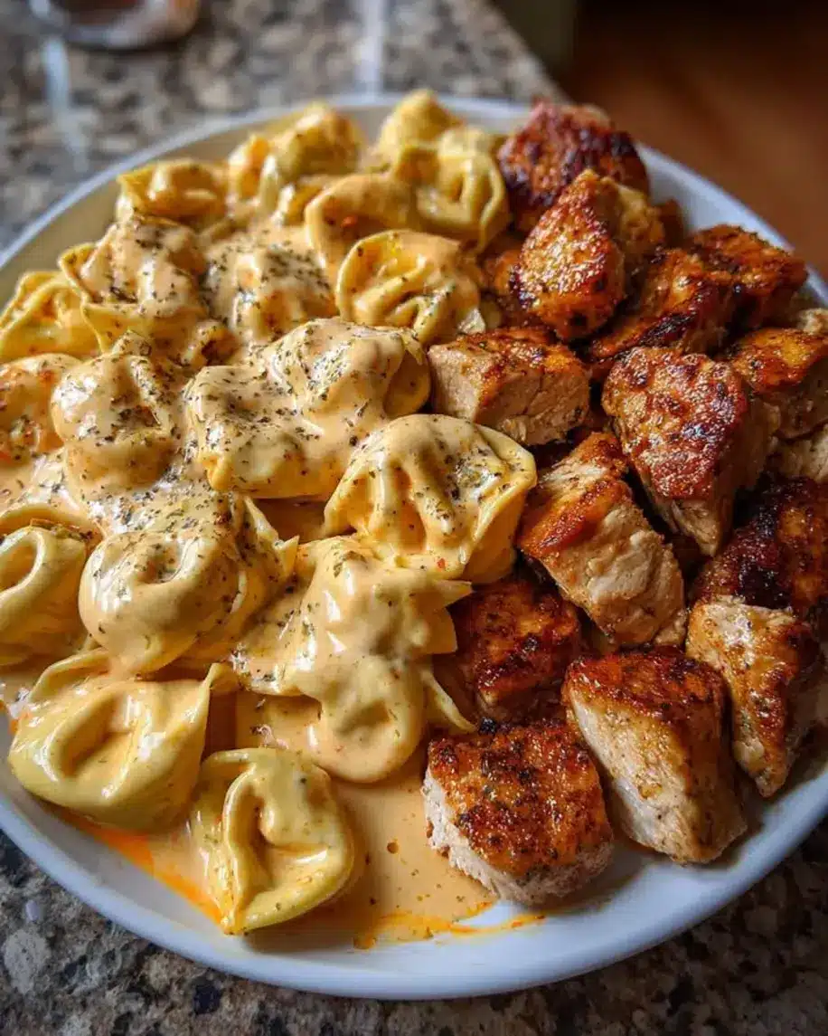 Cajun Garlic Parmesan Chicken Tortellini in Velvety Cheese Sauce