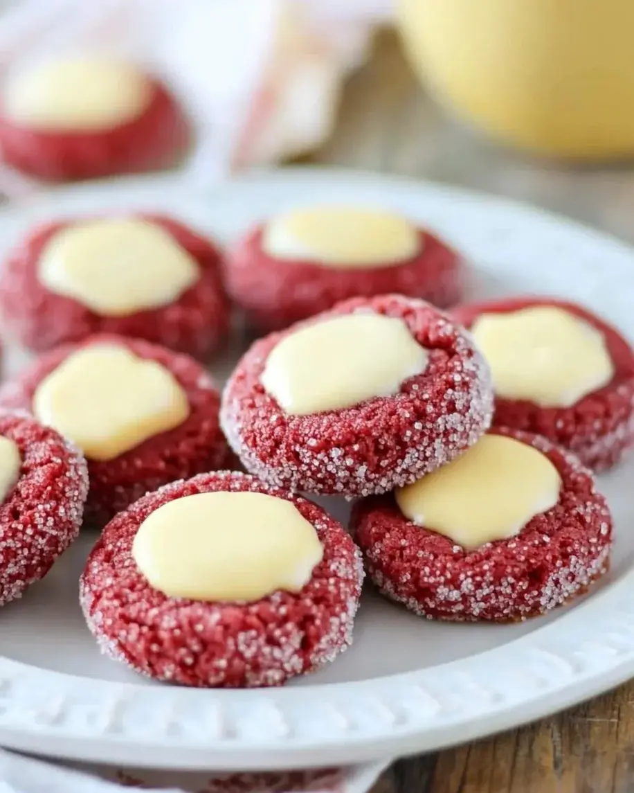 Red Velvet Cream Cheese Thumbprint Cookies