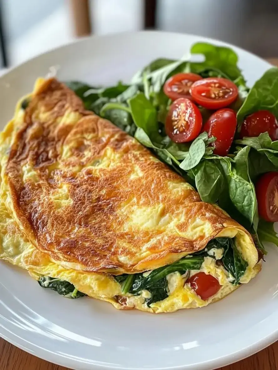 Spinach Tomato Omelet with Fresh Salad