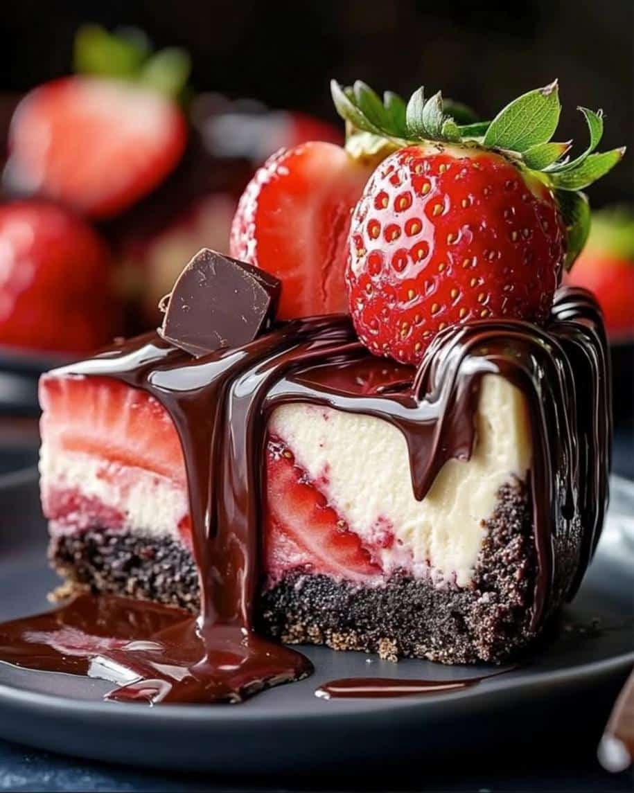 This Decadent Chocolate Strawberry Swirl Cheesecake Will Make You Melt