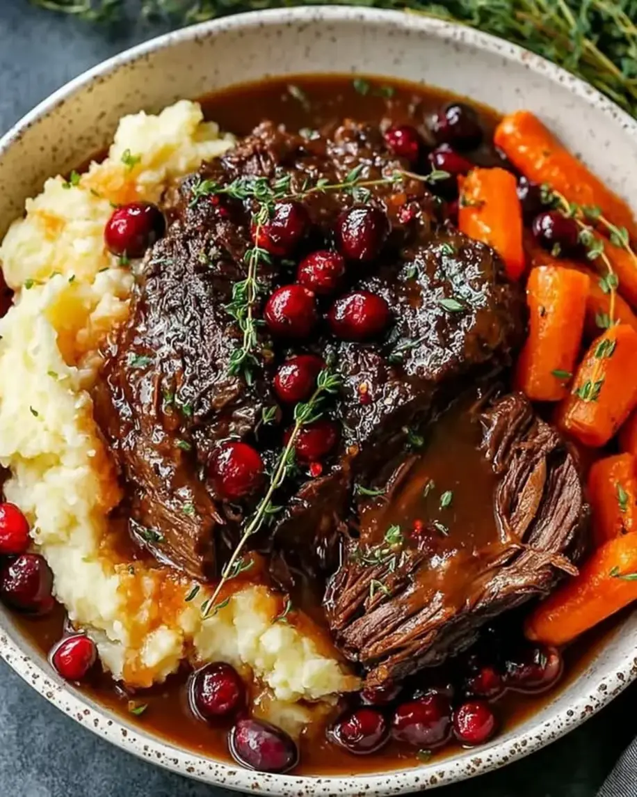 Slow Braised Beef Roast with Cranberry Balsamic Glaze