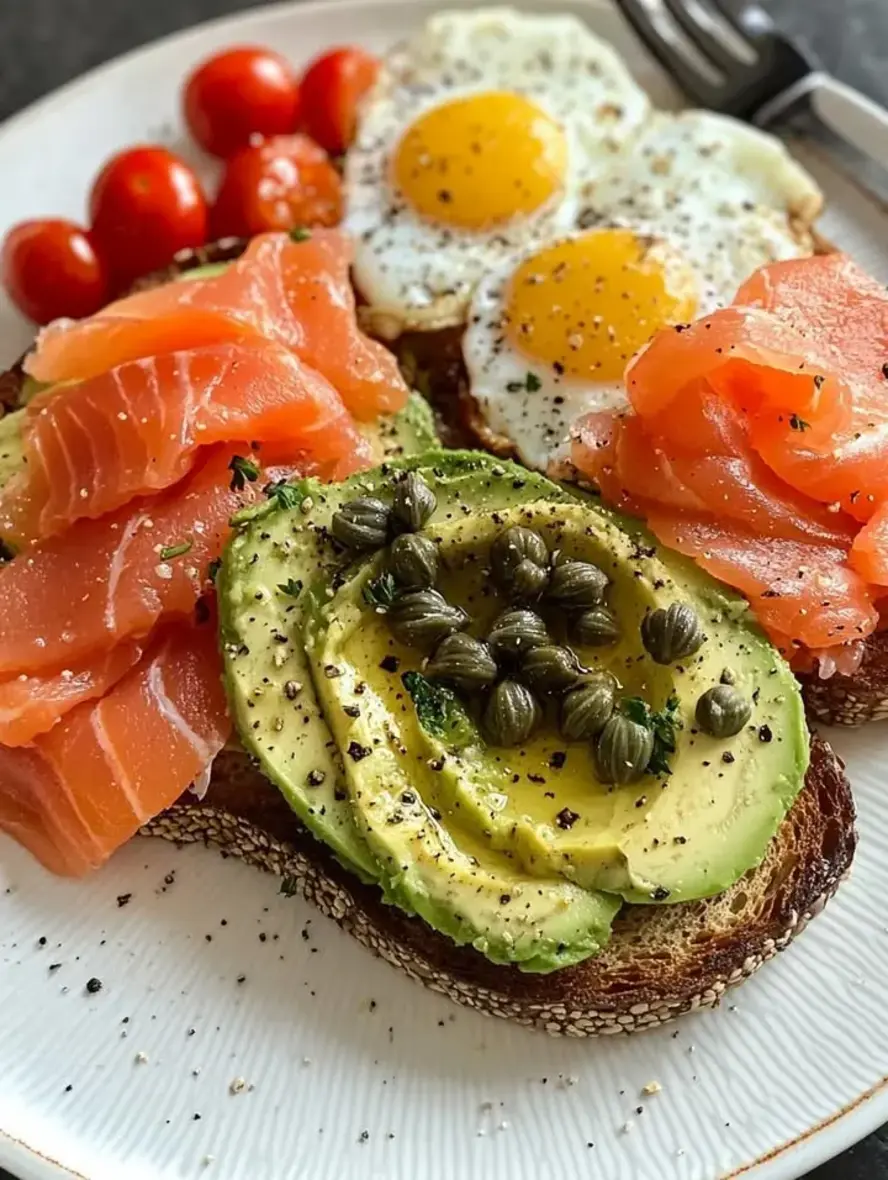 Smoked Salmon Avocado Toast with Eggs