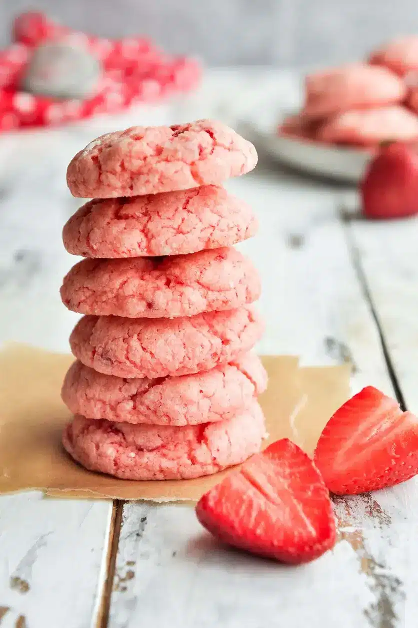 Strawberry Gooey Butter Cookies