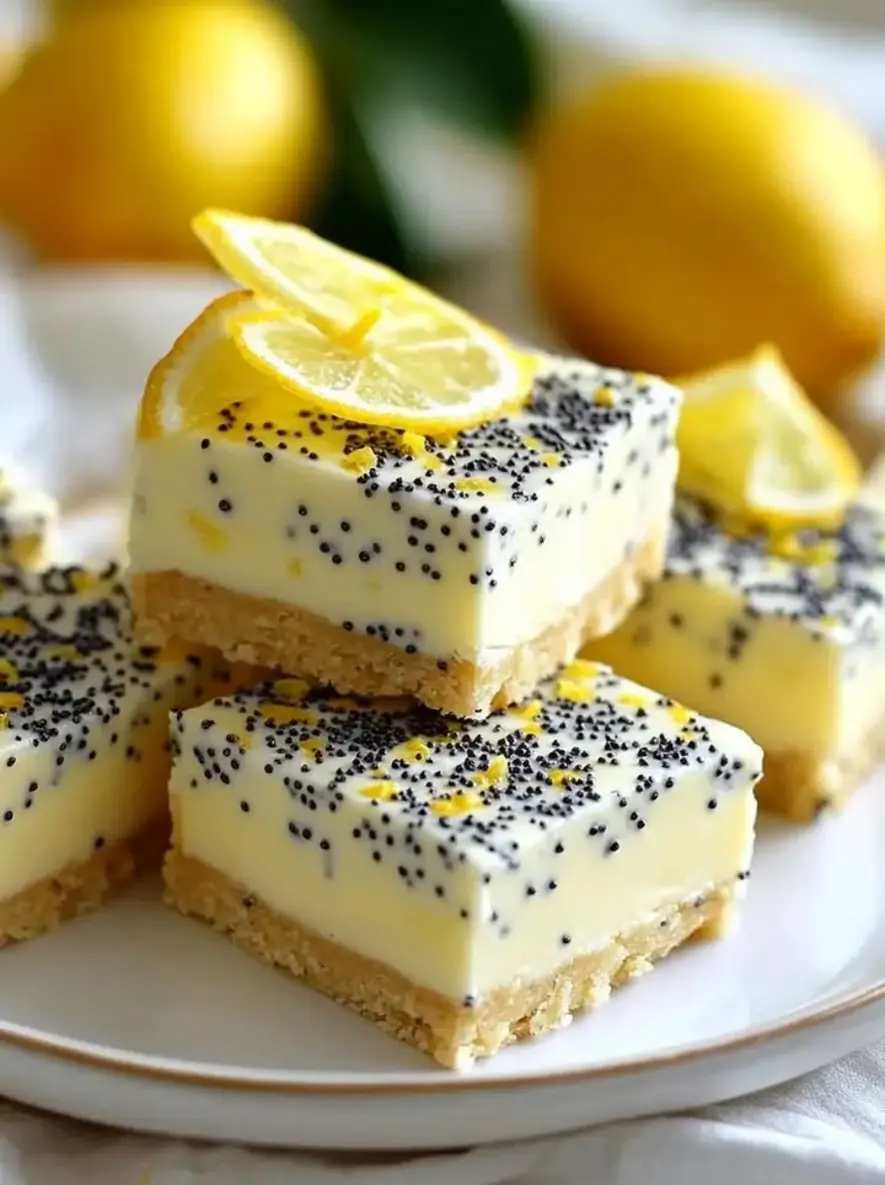 Low Sugar Lemon Poppy Seed Greek Yogurt Bars a fresh tangy treat without the guilt