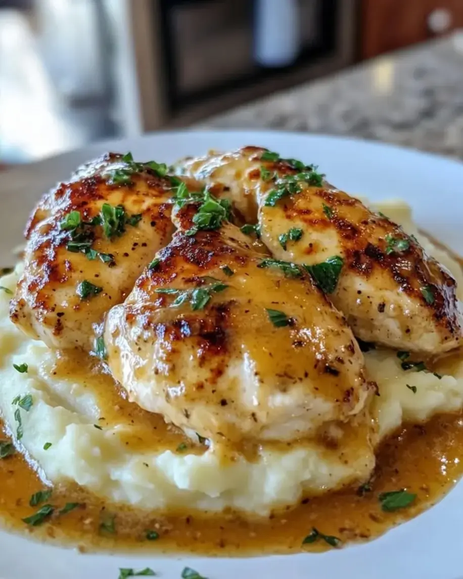 Garlic Parmesan Chicken Over Mashed Potatoes