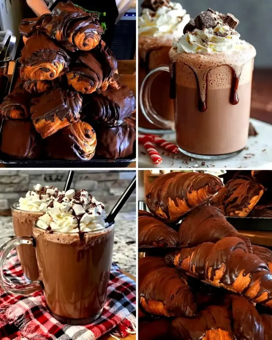 A chocolate croissant hot chocolate kind of morning