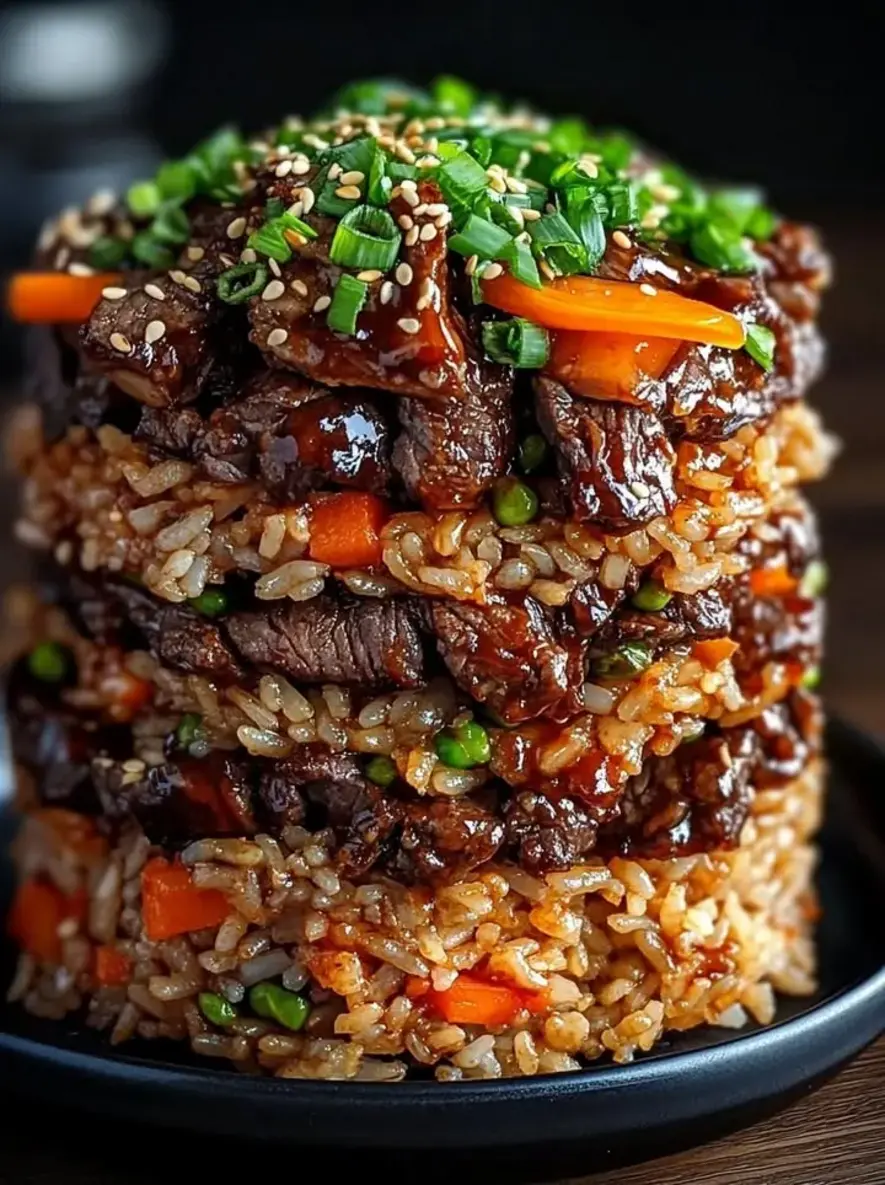 Korean BBQ Beef Rice Stack
