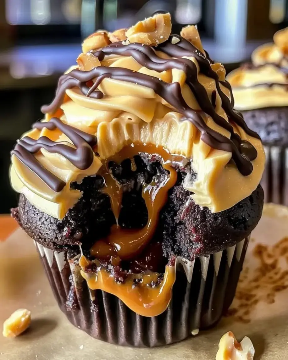 Gooey Peanut Butter Lava Cupcakes
