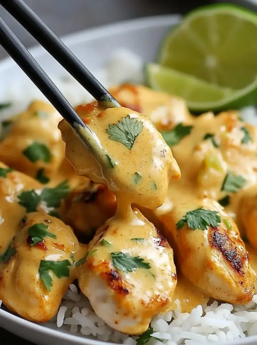Coconut Lime Chicken with Creamy Sauce and Steamed Rice