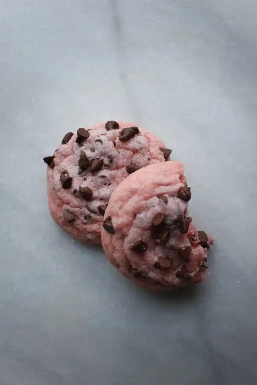 Pink Velvet Chocolate Chip Cookies