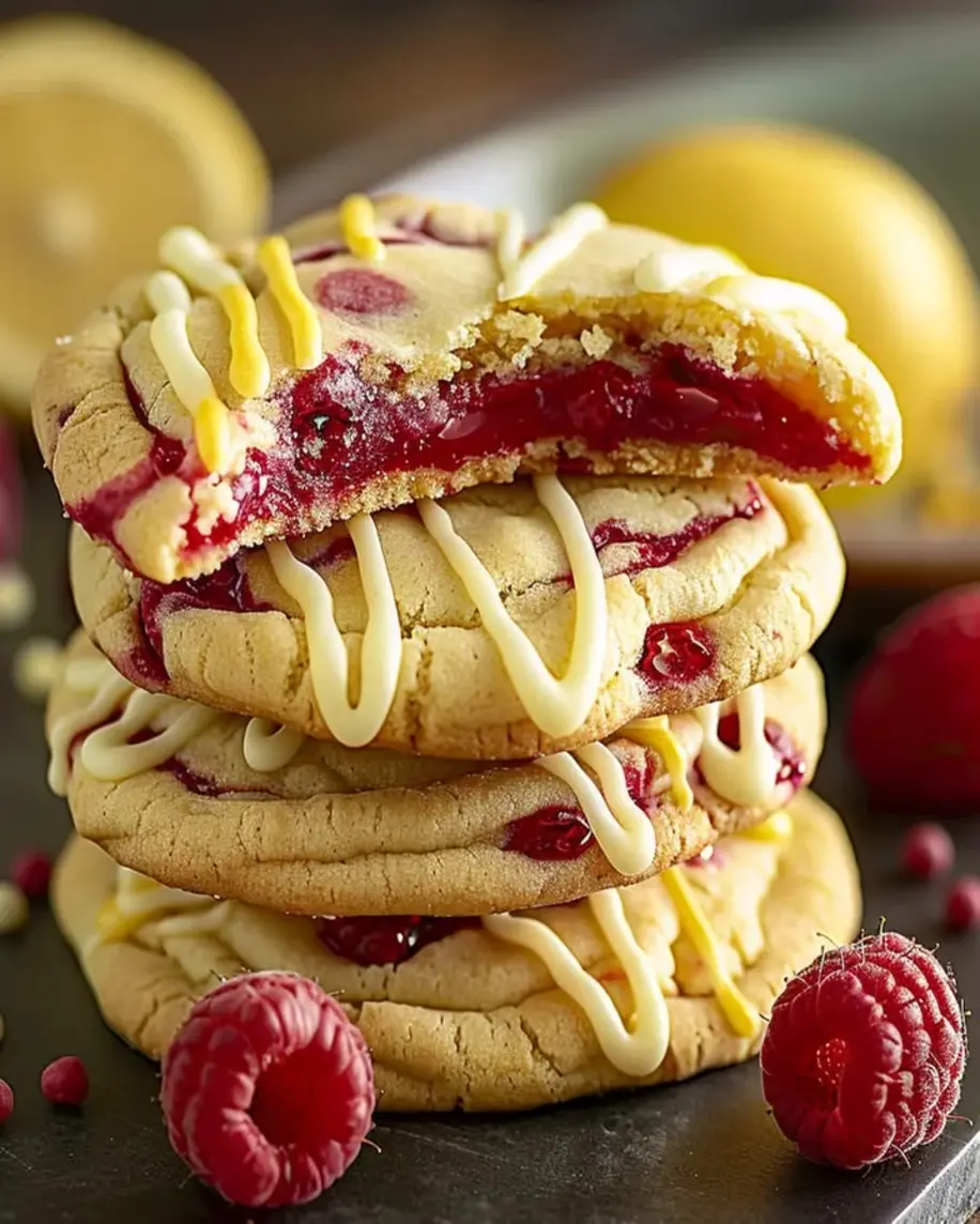 White Chocolate Lemon Raspberry Cookies